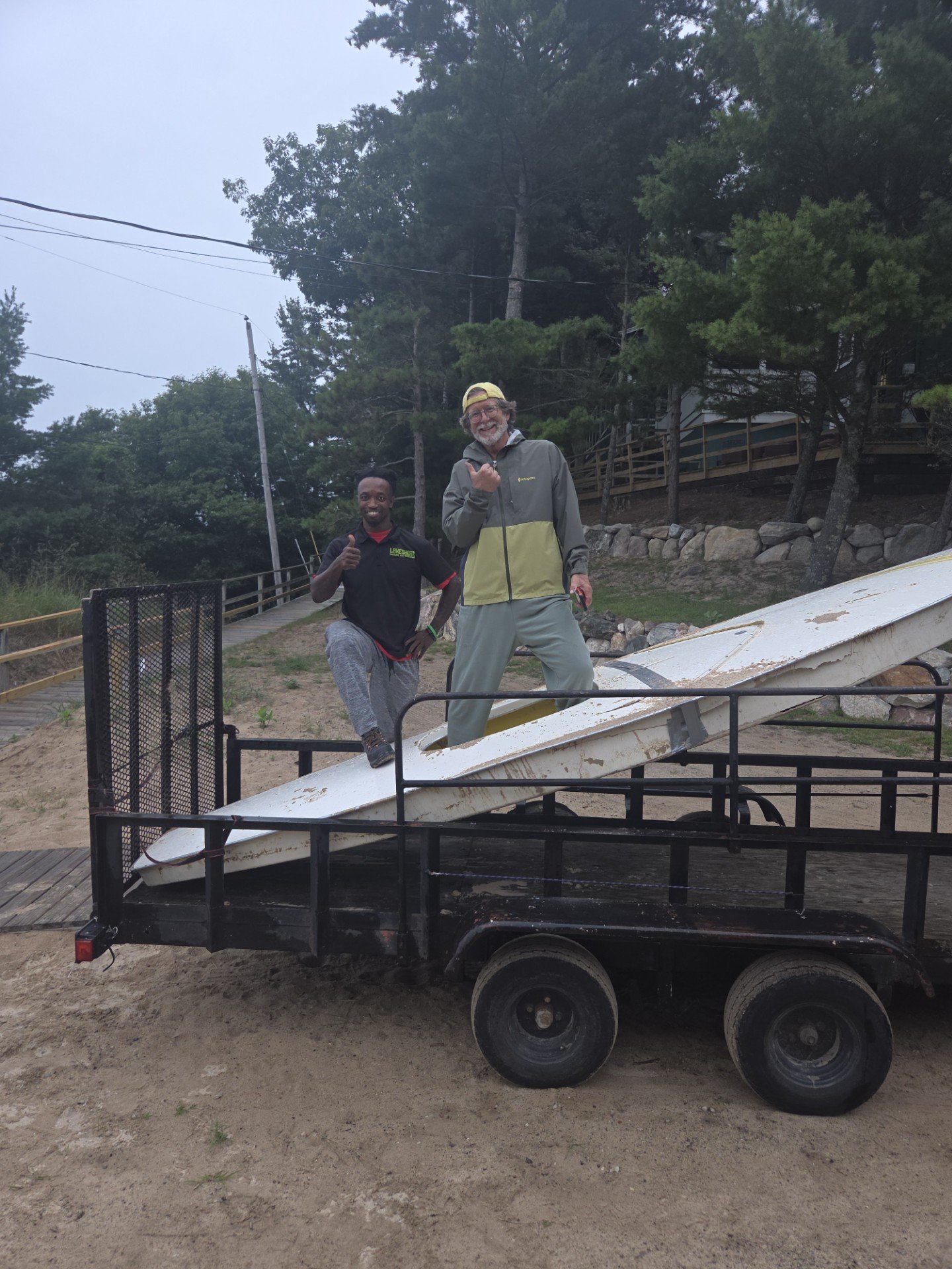Lakeshore hauling crew and trailer